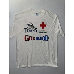 Y2K Tennessee Titans Promo Shirt‎ Mens XL Red Cross 2002 Season NFL RARE